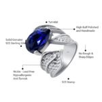 925 Sterling Silver Blue Sapphire Womens Rings for Women/Men - Image 4