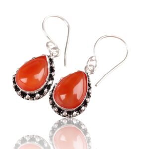 Elegant Silver Bohemian Teardrop Earrings with Vibrant Gemstone – Gift for Women, Boho Wedding, Bridesmaid Statement Jewelry - Image 1
