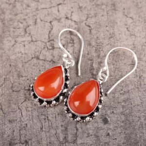 Elegant Silver Bohemian Teardrop Earrings with Vibrant Gemstone – Gift for Women, Boho Wedding, Bridesmaid Statement Jewelry - Image 2