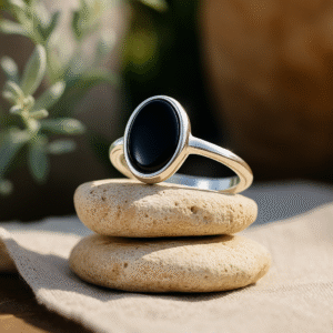 sterling silver black onyx womens ring