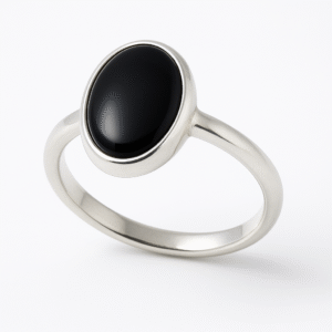 black onyx silver ring