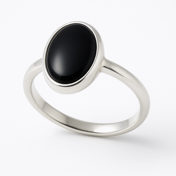 black onyx silver ring