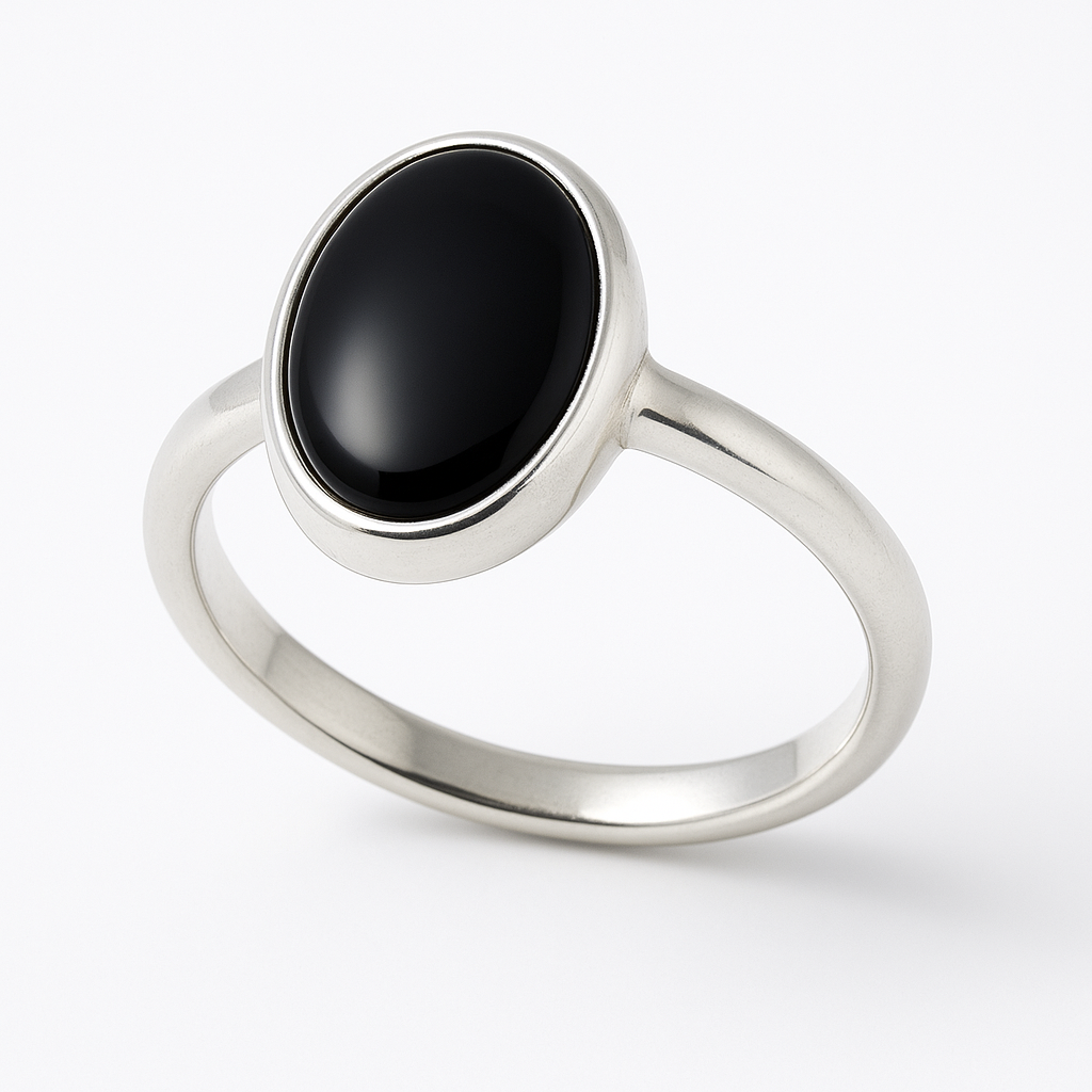 black onyx silver ring