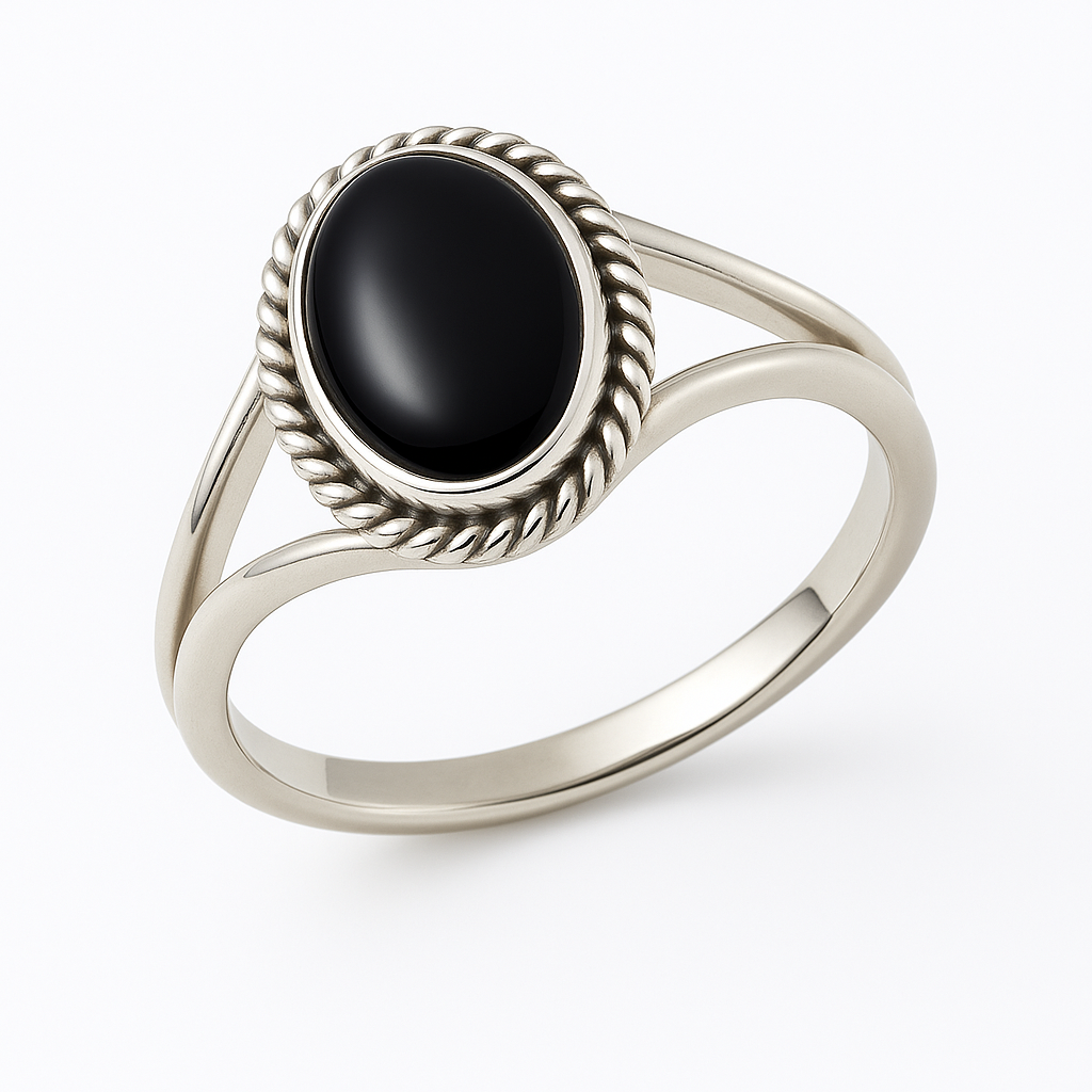 bended rope black onyx ring