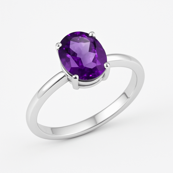 amethyst silver ring women
