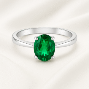 Oval Gemstone Solitaire Ring in Sterling Silver - Image 3